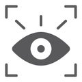 Retina scanner glyph icon, recognition and authentication, eye scan sign, vector graphics, a solid pattern