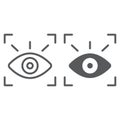 Retina scanner line and glyph icon, recognition