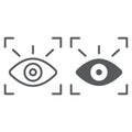 Retina scanner line and glyph icon, recognition