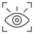 Retina scanner line icon, recognition and authentication, eye scan sign, vector graphics, a linear pattern