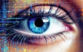 Retina scanner presented using blue eyes.