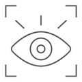 Retina scanner thin line icon, recognition and authentication, eye scan sign, vector graphics, a linear pattern