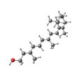 Retinol (Vitamin A) molecular structure on white