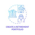 Retiral portfolio development concept icon