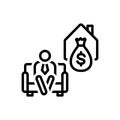 Black line icon for Retire, armchair and deposit