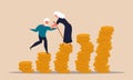 Retire money plan for age senior and financial income pension. Older people support for wealth vector illustration concept. Old