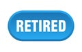 retired button. rounded sign on white background