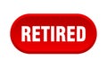 retired button. rounded sign on white background