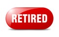 retired button. sticker. banner. rounded glass sign
