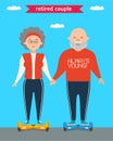 Retired couple. Flat cartoon character design. Family.