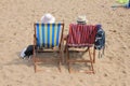 Retired couple, man and wife on the beach. Royalty Free Stock Photo