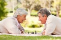 Retired couple playing chess Royalty Free Stock Photo