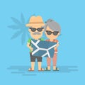 Retired couple on vacation.