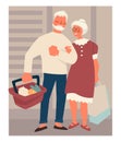 Retired elderly couple on shopping, buying food at supermarket Royalty Free Stock Photo