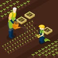 Retired Farmers Life Isometric Banner Isomentric