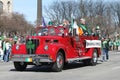 Retired Indianapolis Firefighters Club members greeting people at the Annual St Patrick's Day Parade