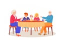 Retired people flat vector illustration