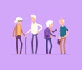 Retired people meeting - modern flat design style isolated illustration