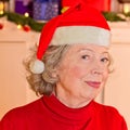 Retired woman Father Christmas hat