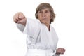 Retired woman practicing self defence