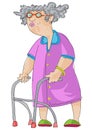 Retired woman walks