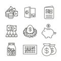 Retirement Account and Savings Icon Set w Mutual Fund, Roth IRA, etc Royalty Free Stock Photo