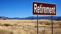 Retirement brown road sign