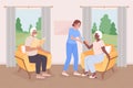 Retirement community flat color vector illustration