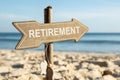 Retirement Directional Sign On Beach Royalty Free Stock Photo