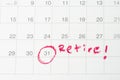 Retirement goal or financial freedom, planning for success salary man, important target red circle end of month day on calendar
