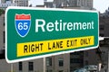 Retirement Highway Sign Royalty Free Stock Photo