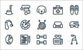 Retirement home line icons. linear set. quality vector line set such as baby walker, gym, old woman, newspaper, crossword, hearing