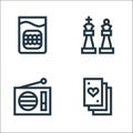 Retirement home line icons. linear set. quality vector line set such as playing cards, radio, chess pieces