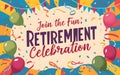 Retirement invitation template with a joyful festivity theme, Royalty Free Stock Photo