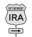 Retirement with IRA plan route on a USA highway road sign