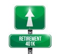 Retirement 401k road sign illustration design Royalty Free Stock Photo