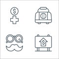 retirement line icons. linear set. quality vector line set such as real estate, old man, bag