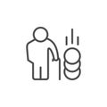 Retirement line outline icon and pension sign