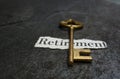 Retirement message and key Royalty Free Stock Photo
