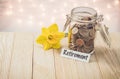 Retirement money jar savings motivational concept