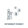 Retirement Payment outline icon. Thin line style icons from personal finance icon collection. Web design, apps, software and