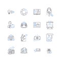 Retirement plan line icons collection. Pension, Savings, Investing, Annuity, IRA, k, Nest egg vector and linear