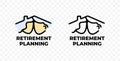 Retirement planning, elderly couple and roof, graphic design