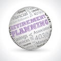 Retirement planning theme sphere with keywords