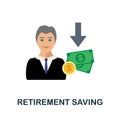 Retirement Saving flat icon. Color simple element from fintech collection. Creative Retirement Saving icon for web