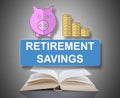 Retirement savings concept above a book