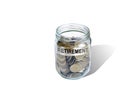 Retirement savings money in jar Royalty Free Stock Photo