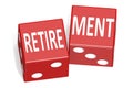 Retirement word on red dices