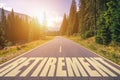 Retirement word written on road in the mountains Royalty Free Stock Photo