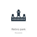 Retiro park icon vector. Trendy flat retiro park icon from monuments collection isolated on white background. Vector illustration